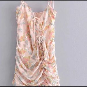 Floral Dress with Heart Clasp